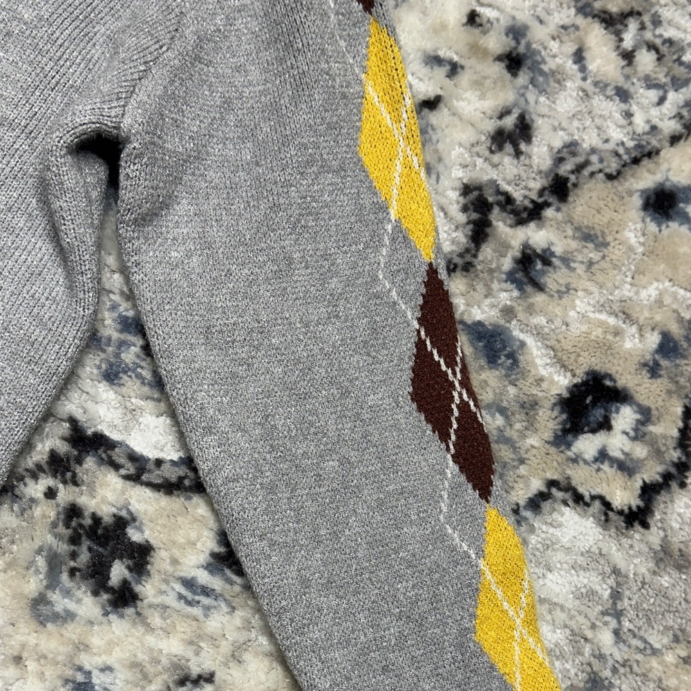 Grace Karin Kids Argyle Sweater NWT Gray Knit Pullover Half Zip Unisex Size 8 - Picture 5 of 6